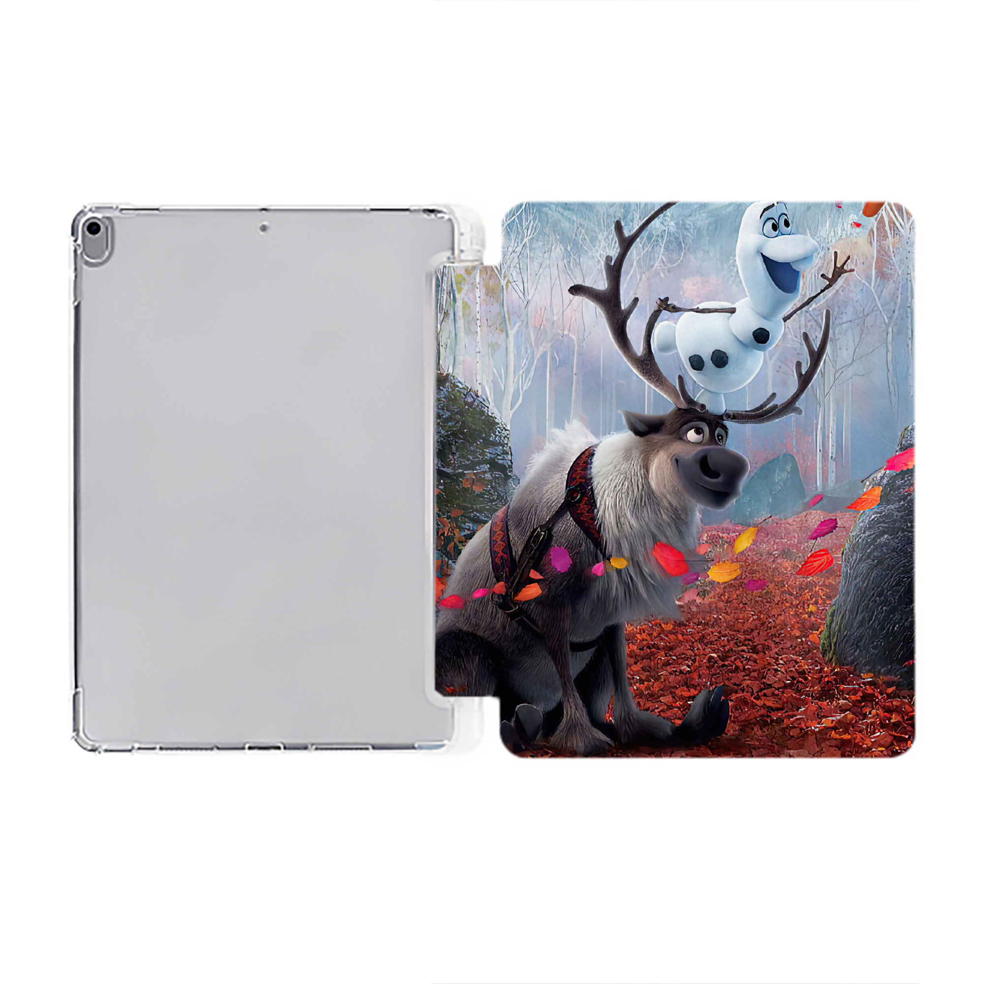 （画像用） アナと雪の女王 アンナ エルサ Frozen Anna Elsa IPad ケース ペン収納付き 三つ折りスタンド PUレザー×シリコン 対応機種9.5/10.5/10.9インチ